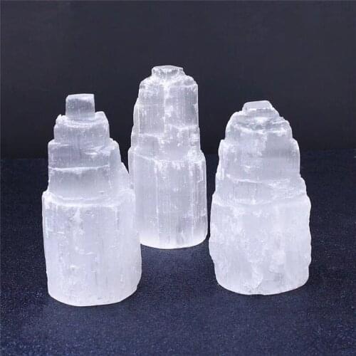 Natural stones white quartz gypsum healing hand carved reiki home decor Lighting Accessories