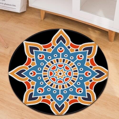 Bohemian style psychedelic geometric printing non-slip round carpet floor mats bedroom living room home decoration