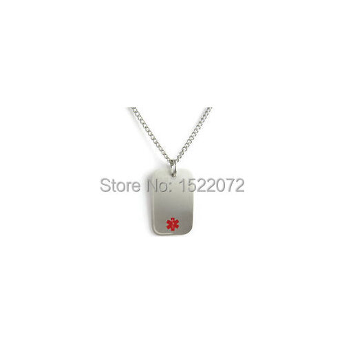 New fashion low price Medical Dog Tag Necklace cheap custom Stainless steel Pre Engraved Red dogtag FH890028