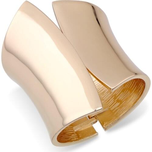 HAHA&TOTO New Fashion Statement Polished Gold Plated Cuff Bracelet Bangle for Women Chunky Bracelet Party Wedding Jewelry