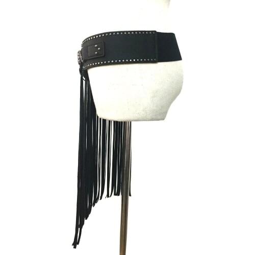Womens New Medieval belt and American Punk Style Super-long fringed skirt and waistband