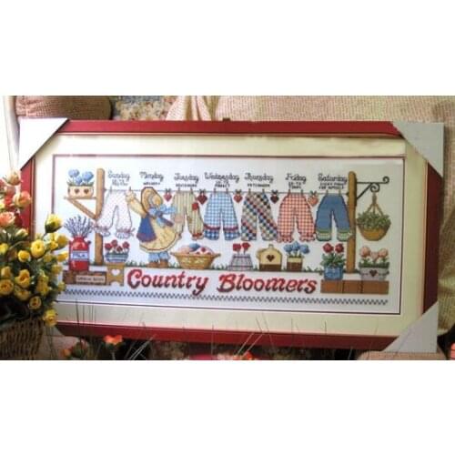 Clothers Craft Stich Cross Stitch Country Bloomers Cotton Fabric Needlework Embroidery Crafts Counted Cross-Stitching Kit