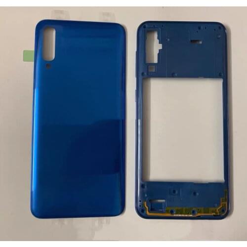 Original For SAMSUNG Galaxy A70 2019 A705 SM-A705F A705DS Housing Middle Frame Plate Bezel+Rear Cover Battery Back Cover+Logo