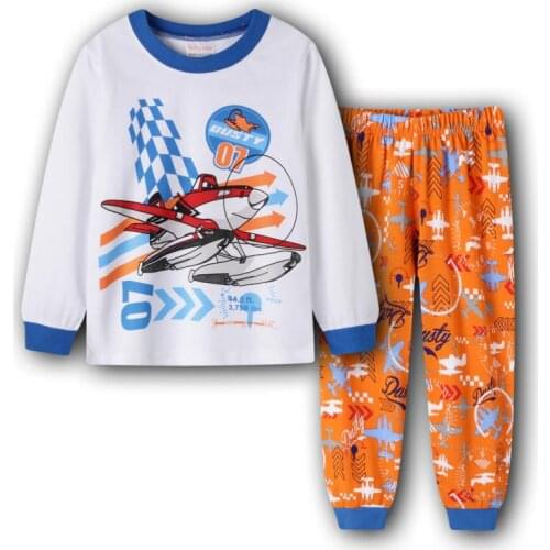 Pajamas Set for Children Boys Girls Kids Home Clothing Cartoon Car Plane Long Sleeve Baby Sleepwear Suit Childrens Day Gifts