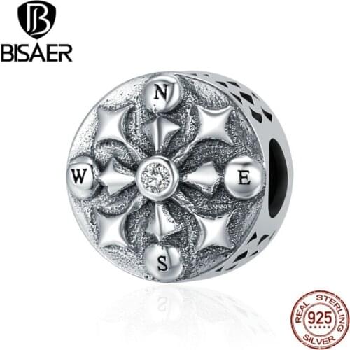 Authentic 100% 925 Sterling Silver Compass Plate, You Are My Direction Charms Fit Bracelets Charms Silver 925 Original Jewelry