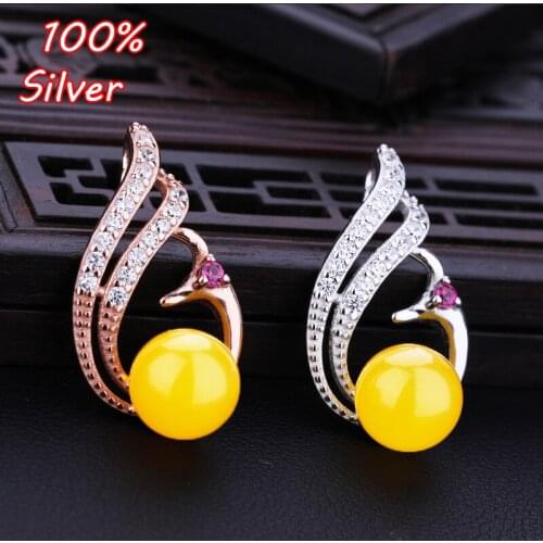 S925 sterling silver color gold-plated pendant empty support inlaid beeswax turquoise gemstone 6-10MM bead pendant empty support