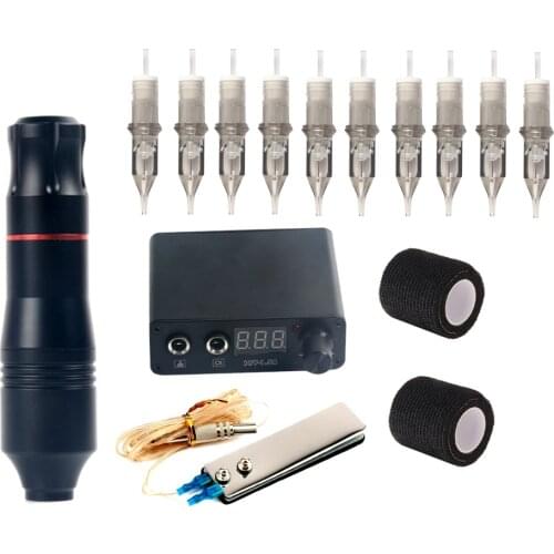 Complete Tattoo Machine Set Rotary Gun Tattoo Pen Tattoo Power Supply Cartridges Needles Permanent Makeup Machine Accessories