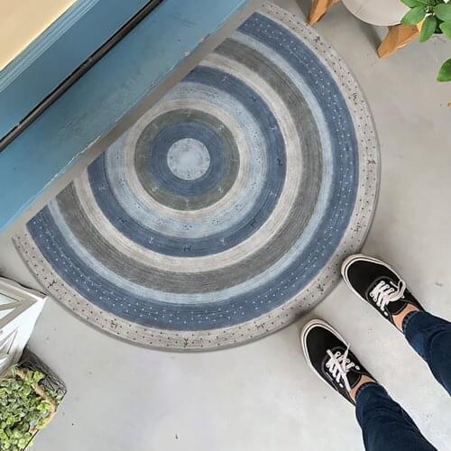 Half Round Entrance Doormat Anti Slip Floor Mat Boho Style Bedroom Carpet Enthnic Strong Water Absorbent Bath Mats Bathroom Rugs