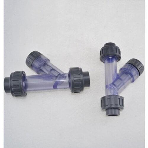 Transparent PVC Y-shaped filter fish tank PVC pipe connector irrigation filter garden water pipe connector 20-50mm water filter