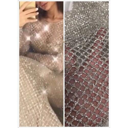 S-1171 African French net Lace Fabric for party dress sexy glued glitter sequin lace fabric