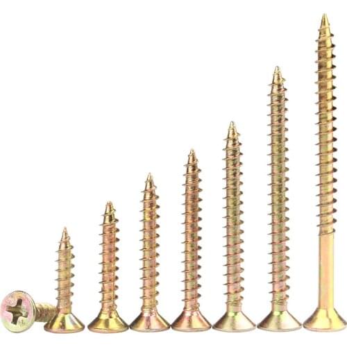 M3.5 M4 Galvanized Phillips Cross Flat Head Self Tapping Screw Countersunk Head Wood Screws Color Zinc Plated