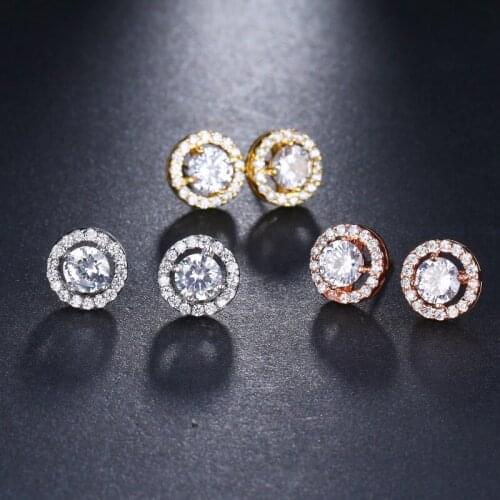 Kpop Exquisite Silver Color Zircon Stud Earrings For Women Luxury Cute Earring Wedding Gifts For Guests Trendy Female Jewelry
