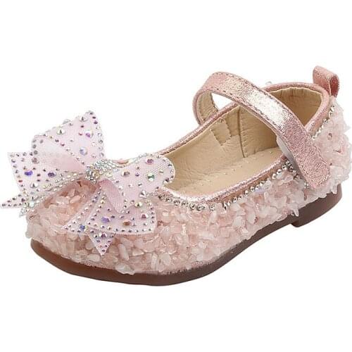 COZULMA 2020 Children Lace Butterfly-Knot Casual Shoes For Girls Elegant Rhinestone Princess Shoes Children Flats Size 21-35