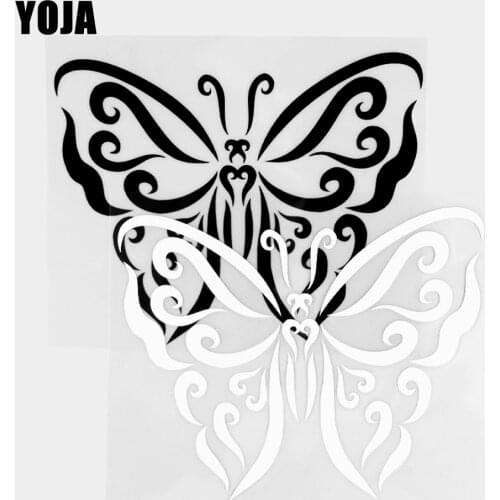 YOJA 17.2×13.3CM Cartoon Butterfly Animals Vinyl Decal Pattern Car Stickers Black/Silver 19C-0364