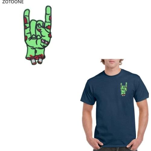 ZOTOONE Green Finger Badge Iron on Patch for Clothing Jeans DIY Sticker Sew on Embroidery Applique for Kids Thermal Press G