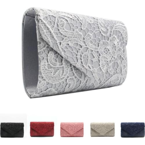 Womens Ladies Lace Envelope Clutch Bag Evening Bag Wedding Bridal Bag Handbag
