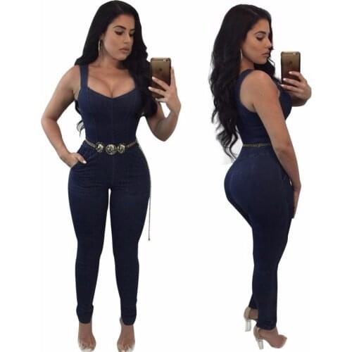 2019 Summer Women Skinny Jumpsuit Sexy Bodysuit overalls body One-piece Hot Sell Plus size Clothing Sashes