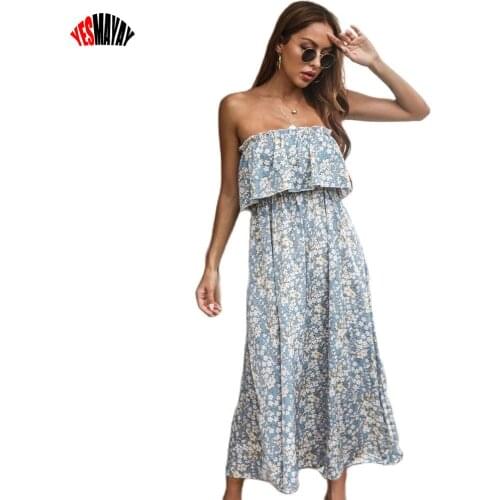 Women Summer Beach Dress Fashion Sexy Off Shoulder Midi Dresses For Holiday Vestidos Ladies Backless Floral Party Dresses 2021
