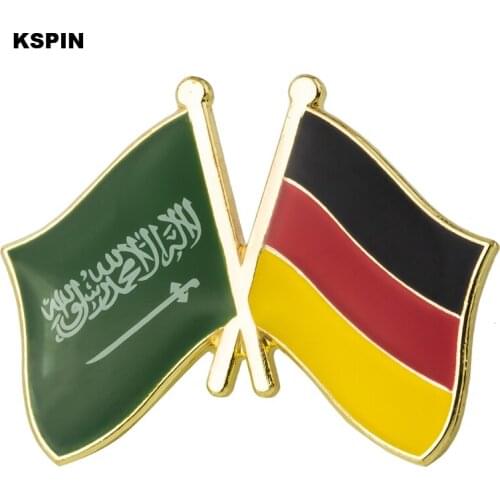 Saudi Arabia & Germany Friendship Flag Badge Brooch Natinal Lapel Pins Flag Lapel Pins Country Flag Badge XY0486-4