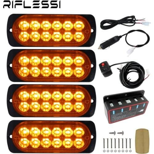 1 Set Red Blue LED Police Lights Ambulance Fire Truck Red White Strobe Light Car Motorcycle Dynamic Flash Lamp With Controller