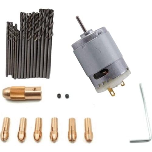 1Pcs Dc 12V 500Ma Mirco-Motor with 6Pcs 0.5-3.2mm Drill Collet Electric Pcb Tool Set
