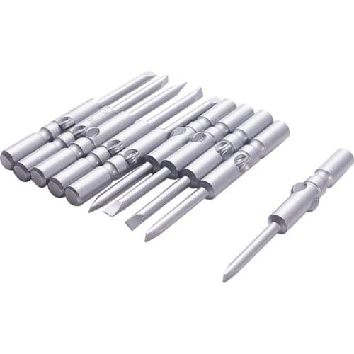 10Pcs Slotted Screw Driver 4/5/6mm Dia 60mm Length S2 Steel SL3 SL1.6 Round Shank Screwdriver Bits Power Tool Bit
