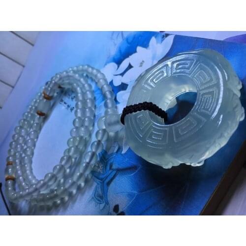 100% Natural ice white jade pendant handmade Hollow carving dragon men jadeite jade necklaces pendants jade jewelry