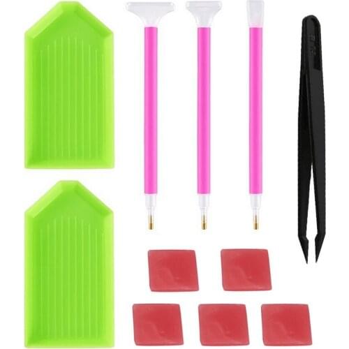 11Pcs DIY Diamond Painting Accessories 5D Diamond Painting Cross Stitch Embroidery Pen Tools Set Mosaic Glue Pen Kit Tweezers