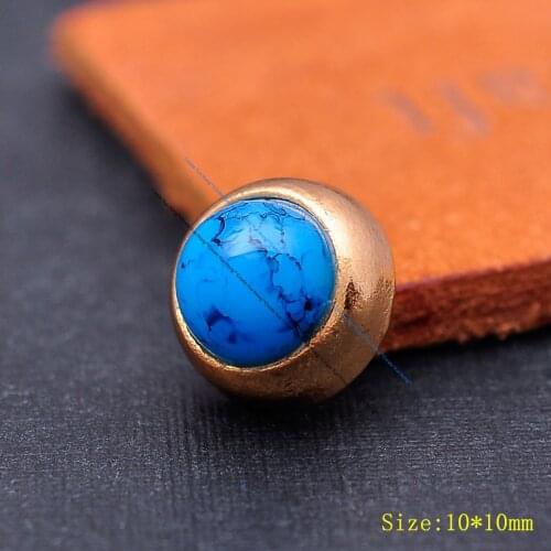 20pcs 10mm Stylish Glod Turquoise Western Leathercraft Belt Conchos Stud Rivet Spot For Clothes Luggage Bag Wallet