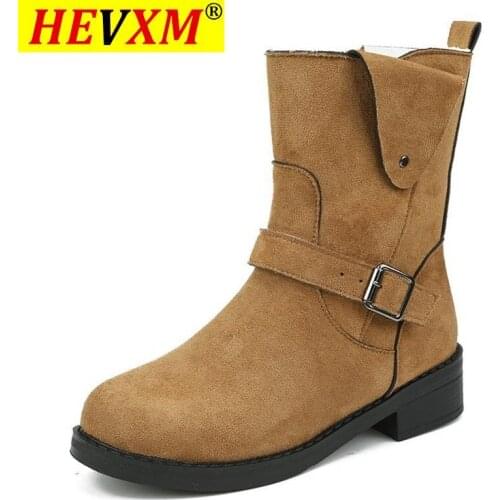 2020 Hot Women Half Short Boots Metal Buckle Wedges Boots Inside Heel Warm Shoes Women Mid Calf Botas Women Footwears Size35-43