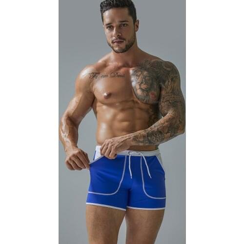 2021 Fashion Summer Sexy Trendy Swimsuit Mens Big Size Quick-Drying Boxer Swimming Trunks Solid Color Beach Swimwear Seaside