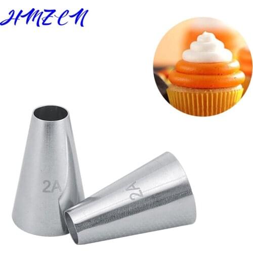 # 2A Round Cake Nozzles Pastry Tips Cup Cake Cream Decorating Tool Stainless Steel Cupcake Cookie Piping Nozzle DIY Macaroon