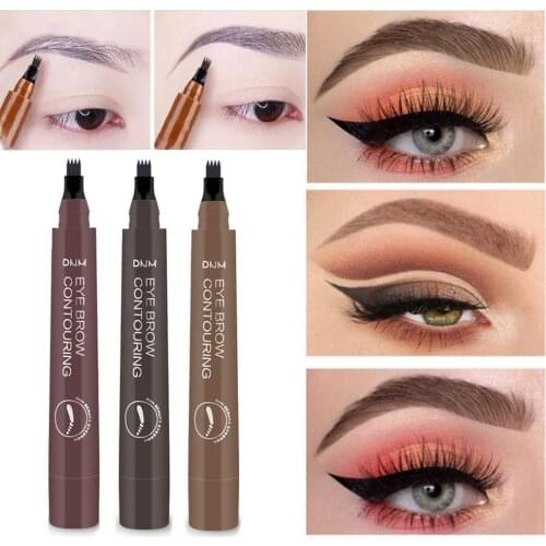 4 Points Eyebrow Pen 5 Colors Liquid Brow Pencil Dark Brown Microblading Eyebrow Pencil Waterproof Eyebrow Tattoo Pen Cosmetic