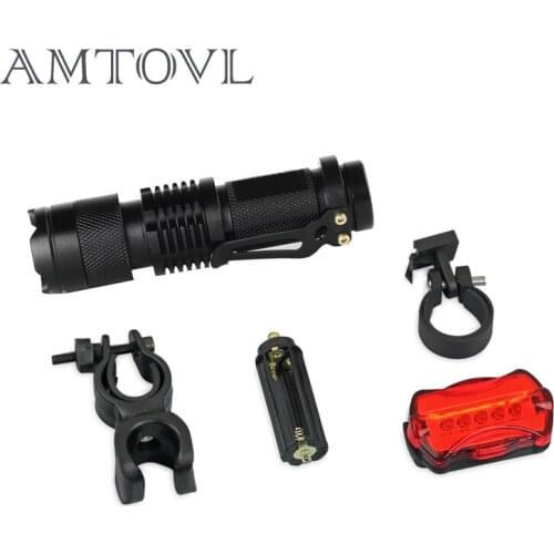 AMTOVL Bicycle Front Light +5 LED Flashing Lamp Rear Light 7 Flash Mode waterproof Professional For Cycling Bike Tail Safety