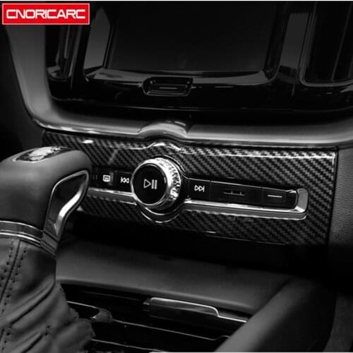 Carbon Fiber Color Center Console Volume Adjustment Frame Decoration Cover Trim For Volvo XC60 2018-2021 Car Styling Interior