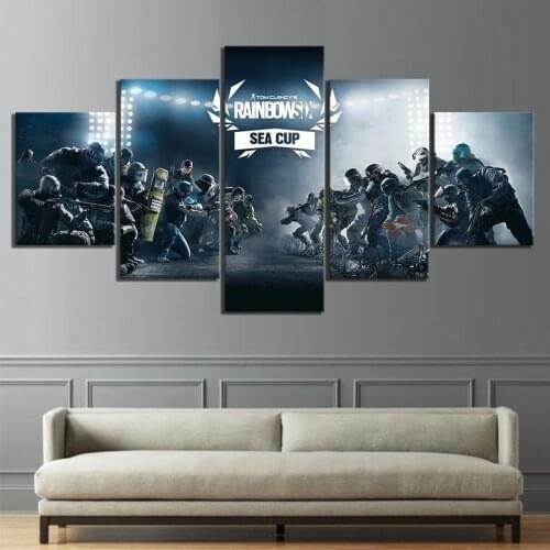 Home Decor Poster HD Pictures Prints Canvas 5 Piece Tom Clancys Rainbow Six Siege Video Game Living Room Decorative Painting