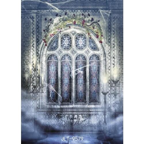 Long-standing Door Photography Backdrops Candles Spider Web Old Photo Background Halloween Backdrop Vinyl Cloth Customize