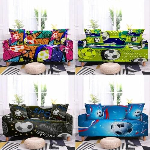 Soccer Pattern Elastic Sofa Covers for Living Room Stretch Football Sofa Slipcover Armchair Couch Cover Home Decor 1/2/3/4-seat