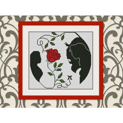 Hot Embroidery He and She and Their Flower My Cross Stitch Pattern Maker with 100% Cotton Floss & Free Shipping for Home Decor