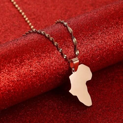 Hip-hop Style Africa Map Pendant Necklaces Rose Gold Color Jewelry For Women Men African Maps Jewellery Gifts