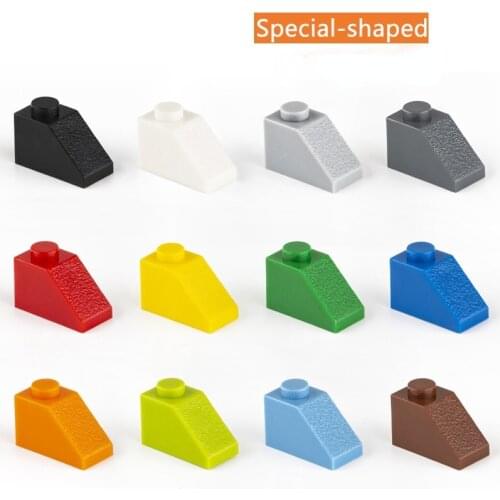 Moc Special-shaped Brick 1x2 100pcs Mix Color DIY Classic Education Slope Building Blocks Compatible with Assembles Particles