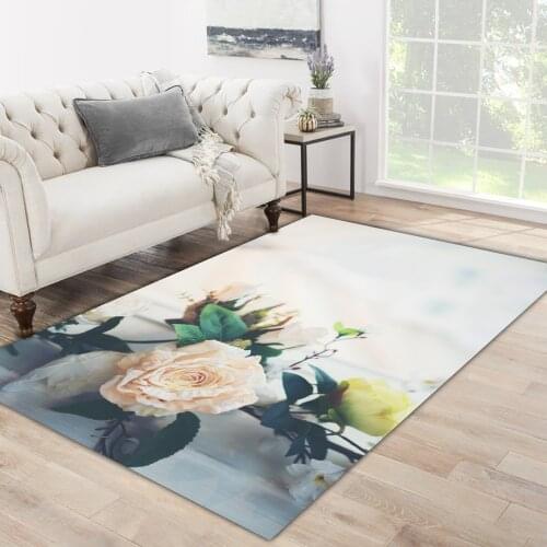 White color flower plant rose white patterned carpet modern carpet rug free shipping soft textured carpet
