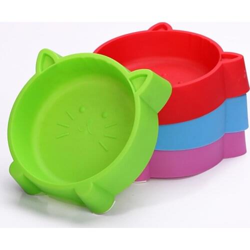 1Pcs Pet Bowl Feeders Creative Non-Slip Portable Plastic Cute Cat Face Multipurpose Cat Bowl Dog Bowls Water Bowls Pet Supplies