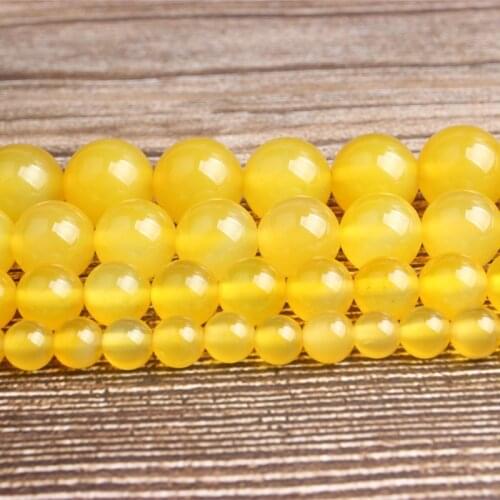 Lan Li fashion natural Jewelry Yellow agates loose beads 6/8/10mm DIY woman bracelet necklace ear stud accessories