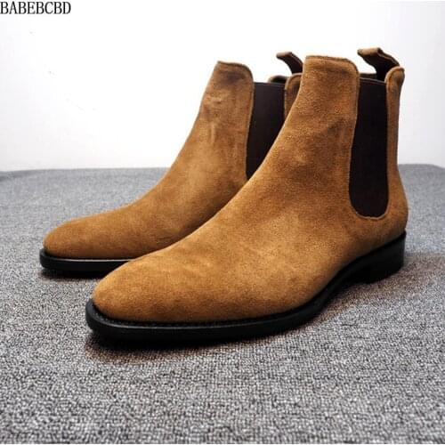 MEN shoes industry imitation deer skin Chelsea casual mens boots anti-velvet high-top boots martin boots male 48