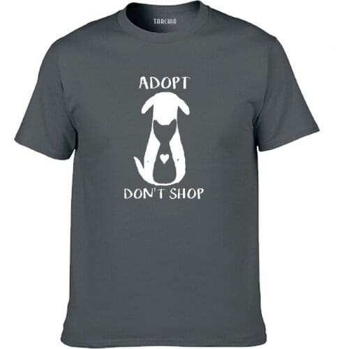 TARCHIA Men T-Shirts ADOPT DON'T SHOP Short Sleeve Tee Plus Size Hot Sale Print Tshirt Homme Fitness Tops Summer Style T-shirts