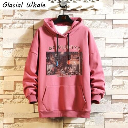 GlacialWhale Mens Hoodies Women 2021 Winter Graphic Print Sweatshirt Streetwear Harajuku Oversized Purple Hoodie Men Sweatshirts