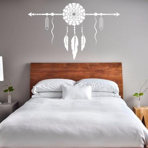 Boho Style Dreamcatcher Wall Sticker Home Bedroom Decor Dream Catcher With Arrows Wall Art Mural Creative Vinyl Wall Decal AZ488