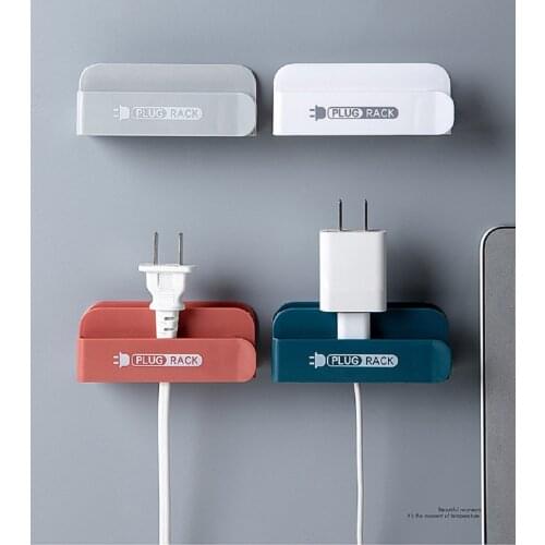 Plug Holder Wall Sticker Power Plug Rack Punchfree Cables Storage Rack Phone Charging Stand Organization