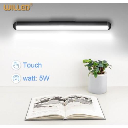 LED Touch Table Lamp Magnetic Desk Lamp Bulit-in 2000mAh Battery for Reading Cabinet Mirror Bedside Rechargeable Night Lights